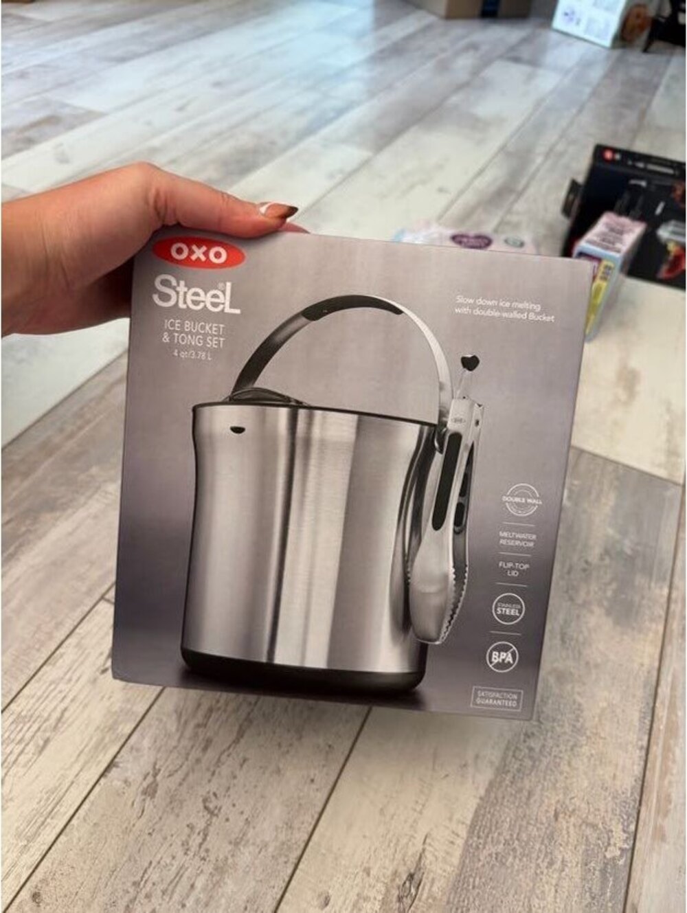 OXO Steel 4 Qt Ice Bucket & Tong Set New in Box